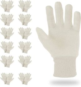 Jersey Gloves for Men and Women 10", Pack of 480 Cotton Jersey Work Gloves Natural Color with Elastic Knit Wrists, Jersey Garden Gloves