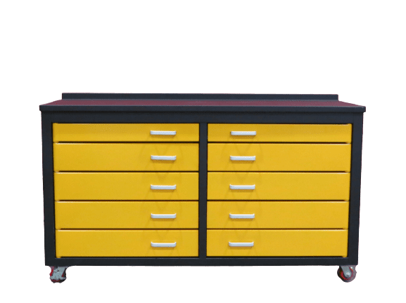 6ft Storage Cabinet with Workbench (10 Drawers)