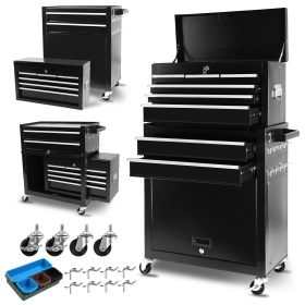 8-Drawer Rolling Tool Chest with Wheels, Large Tool Cabinet with Drawers, Mobile Steel Tool Storage Organizer with Lock&Liner for Warehouse, Workshop
